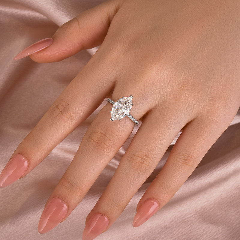 4.0CT Marquise Moissanite Ring – 925 Silver 18K Gold Plated