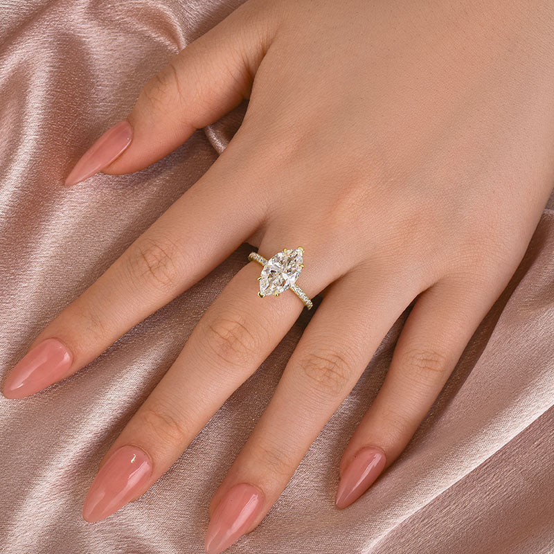 4.0CT Marquise Moissanite Ring – 925 Silver 18K Gold Plated