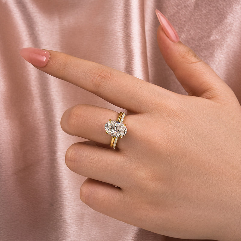 4.0CT Oval Cut Moissanite Ring – 925 Silver Platinum & Gold Plated