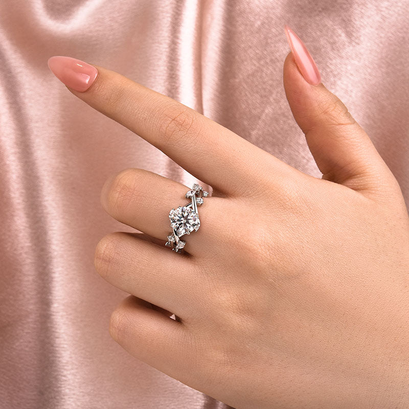 2Ct Vintage Vine Moissanite Ring - Bridal Set