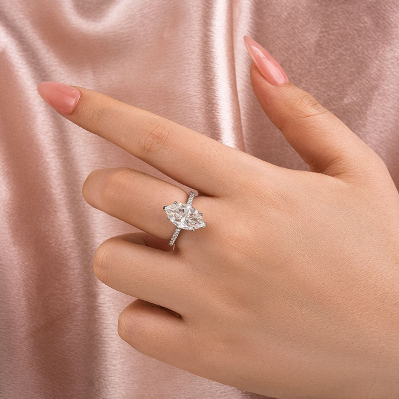 4.0CT Marquise Moissanite Ring – 925 Silver 18K Gold Plated