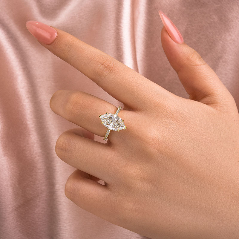 4.0CT Marquise Moissanite Ring – 925 Silver 18K Gold Plated