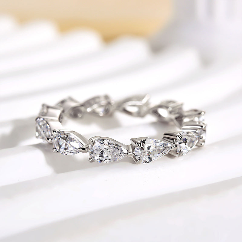3.0Ct Pear Cut Diamond Eternity Band - 925 Silver White Gold Plated