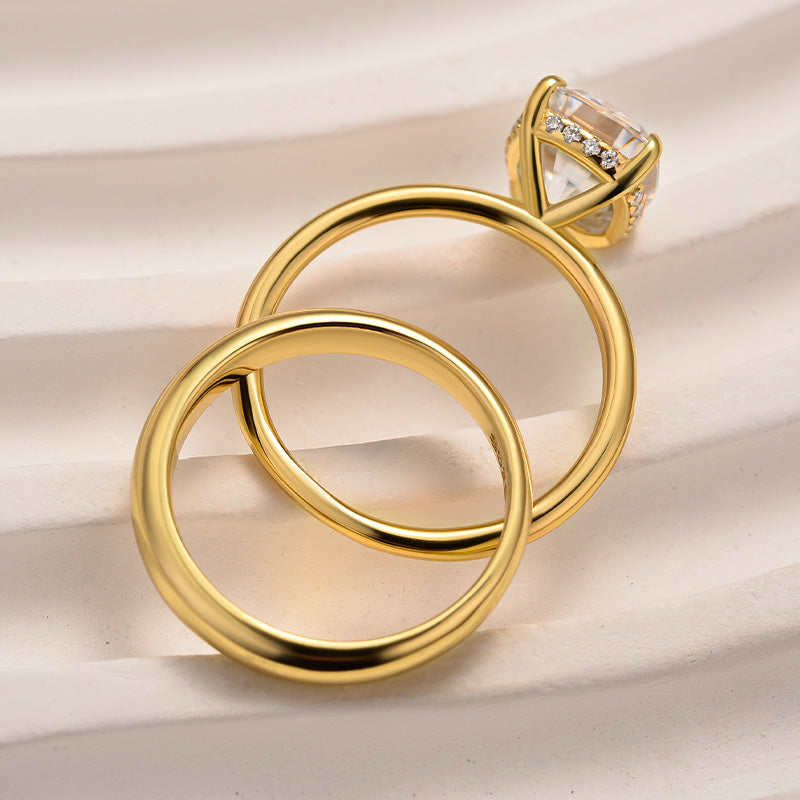 4.0Ct Cushion Cut Moissanite Ring - Yellow Gold Plated 925 Silver