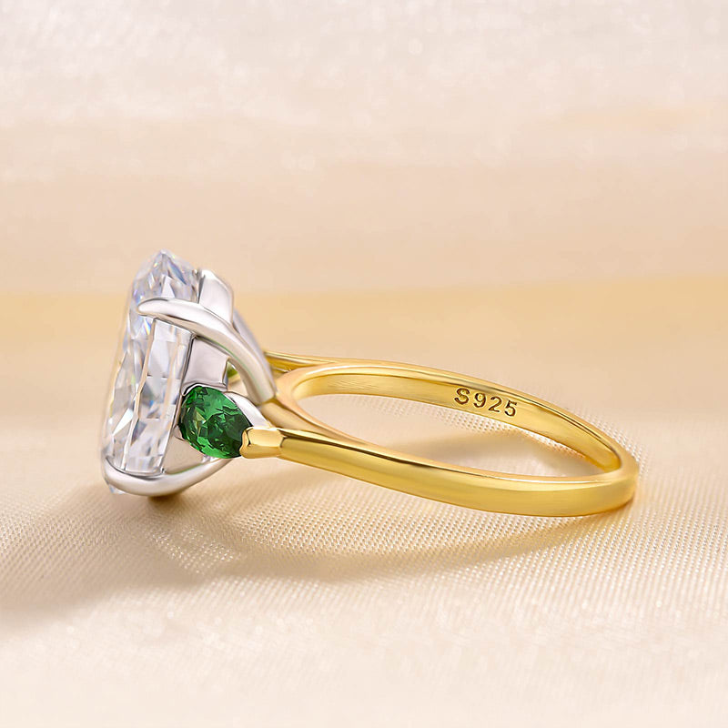 Vintage 4.0ct Oval Cut Three-Stone Ring - Two-Tone Gold