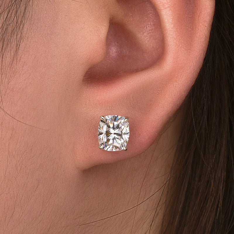 2Ct Cushion Cut Moissanite Earrings 925 Silver