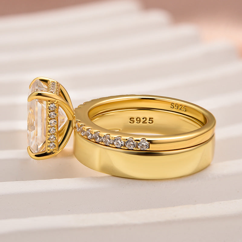 3.5 Carat Moissanite Radiant Cut Engagement Ring | 925 Sterling Silver Gold