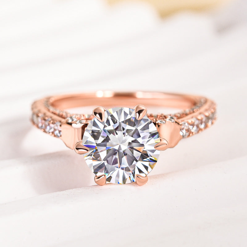 2 Carat Round-Cut Moissanite Engagement Ring in Sterling Silver