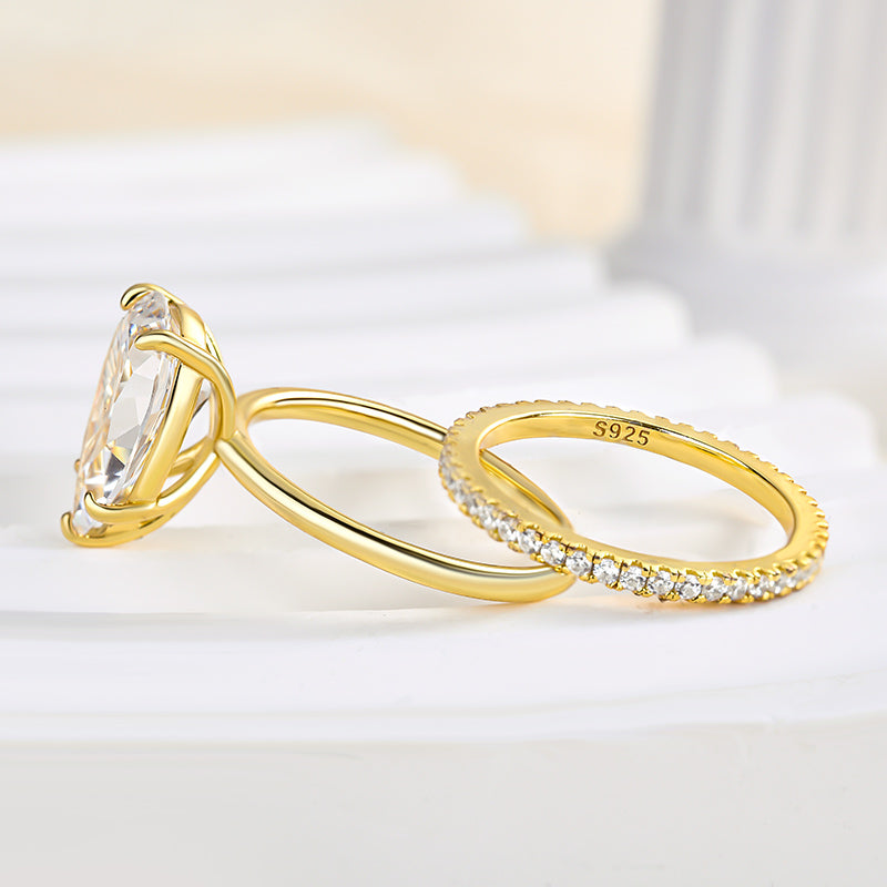 4.0ct Pear Cut Diamond Ring - Dual Gold Plated