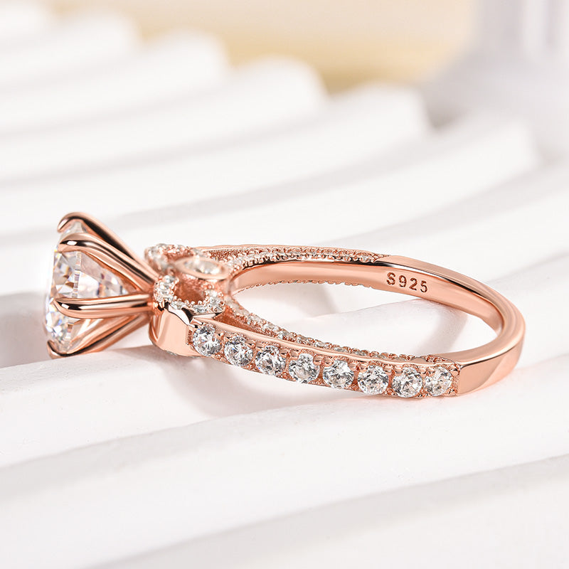 2 Carat Round-Cut Moissanite Engagement Ring in Sterling Silver