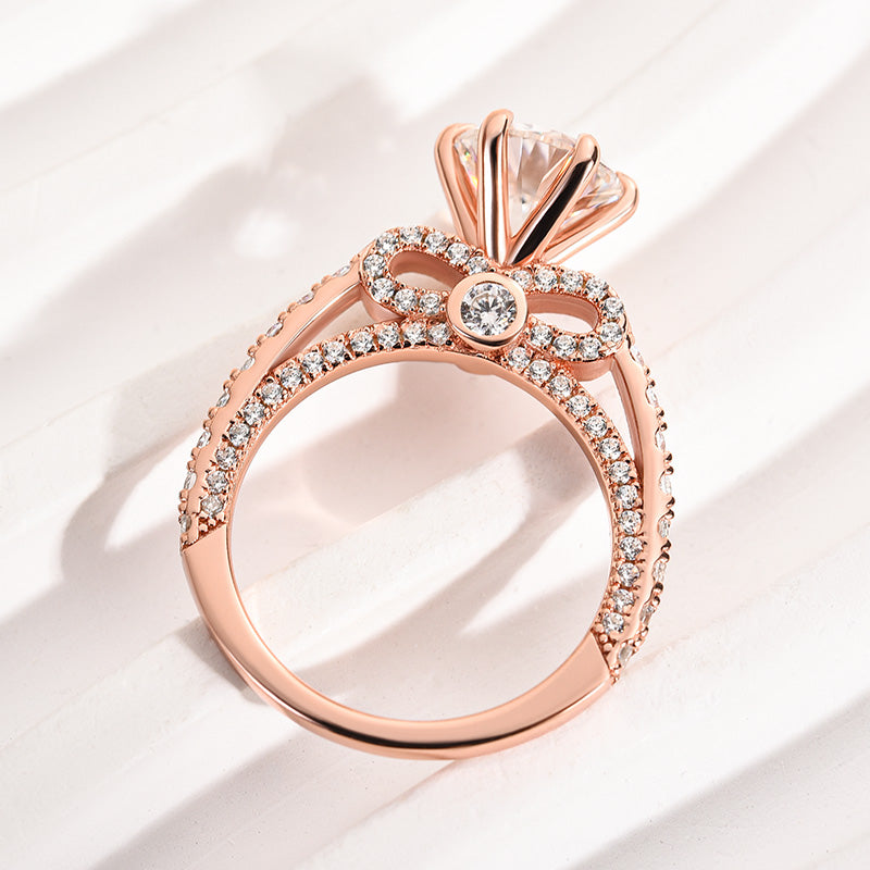 2 Carat Round-Cut Moissanite Engagement Ring in Sterling Silver