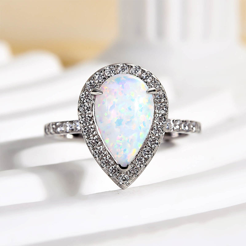 2.2ct Opal Pear Cut Ring with Diamond Accents