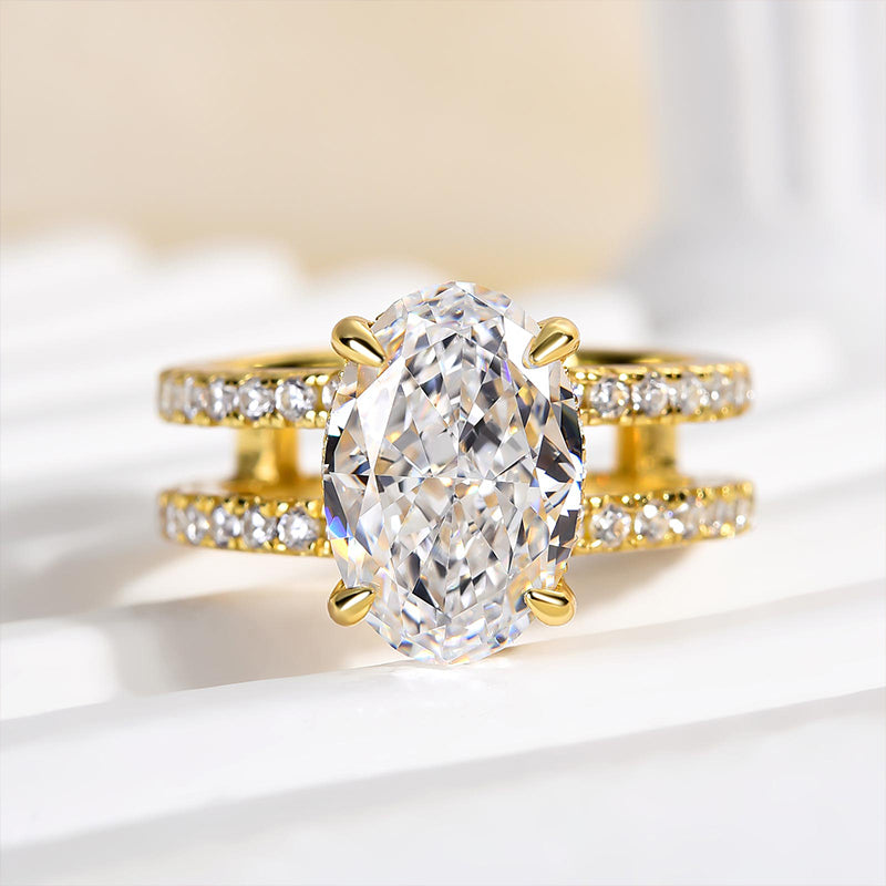 4.0 Carat Oval Cut Split Band Diamond Ring