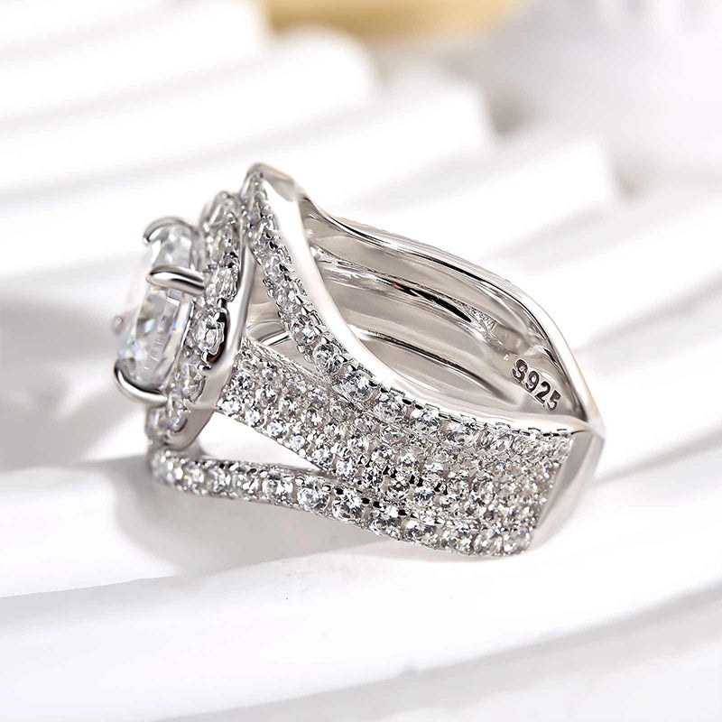2 Carat Round Cut Halo Engagement Ring Split Shank