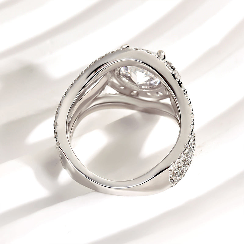 2 Carat Round Cut Halo Engagement Ring Split Shank