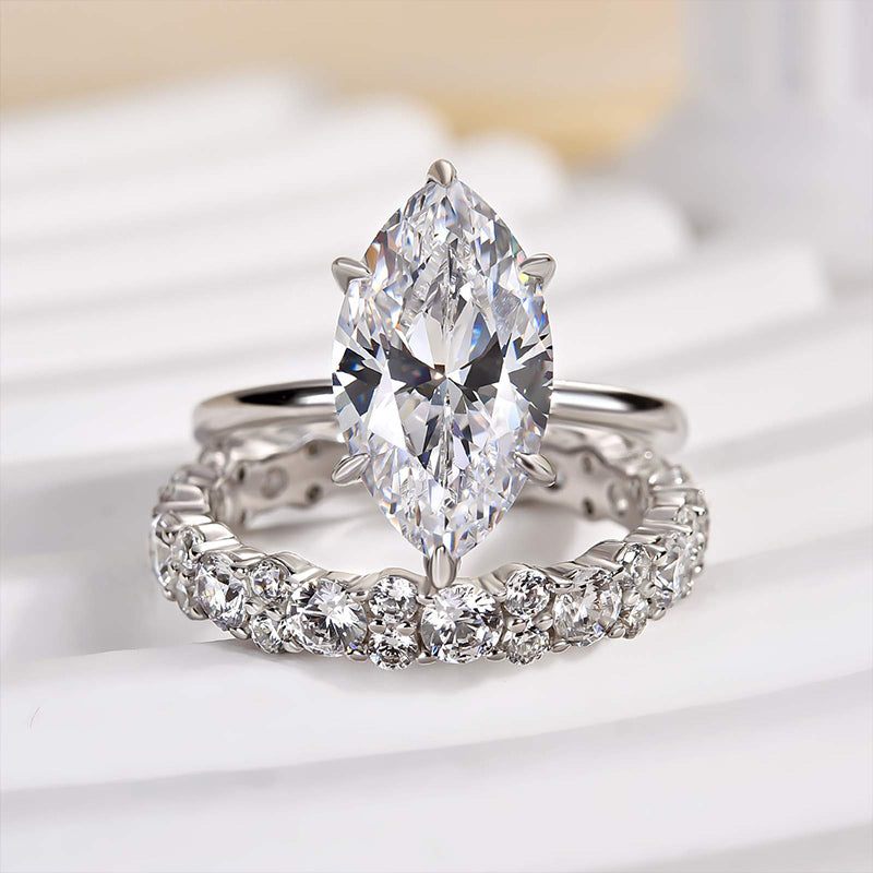 4ct Marquise Sona Diamond Ring | Gold Plated | Aurogem