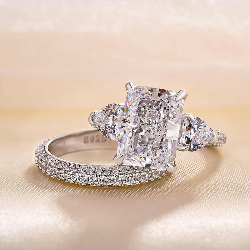 Radiant & Heart Cut Diamond Wedding Set - White Gold