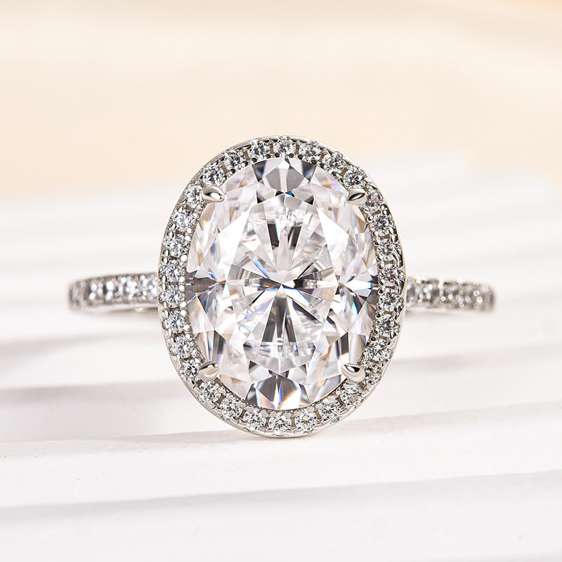 4.5Ct Oval Moissanite Ring - 4-Prong White Gold