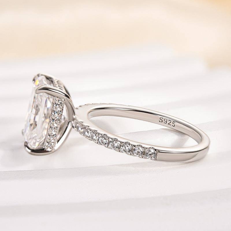 3.5ct Radiant Moissanite Ring – 925 Silver White/Yellow/Rose Gold