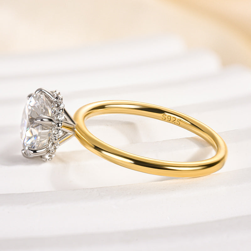 2.0Ct Round Moissanite Solitaire Ring - Dual-Tone Gold