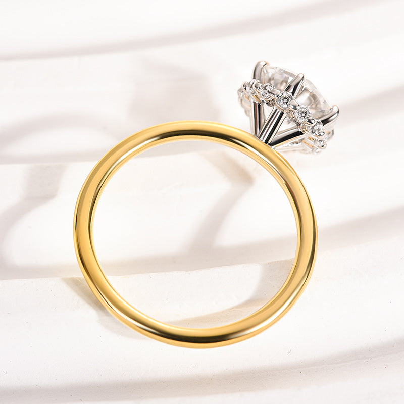 2.0Ct Round Moissanite Solitaire Ring - Dual-Tone Gold