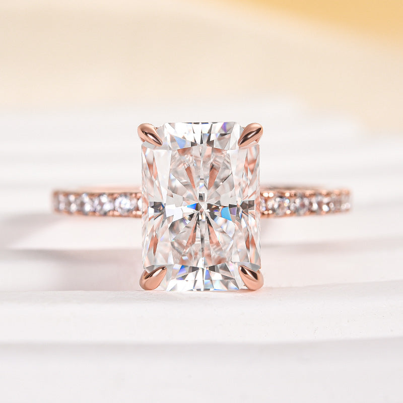 3.5ct Radiant Moissanite Ring – 925 Silver White/Yellow/Rose Gold