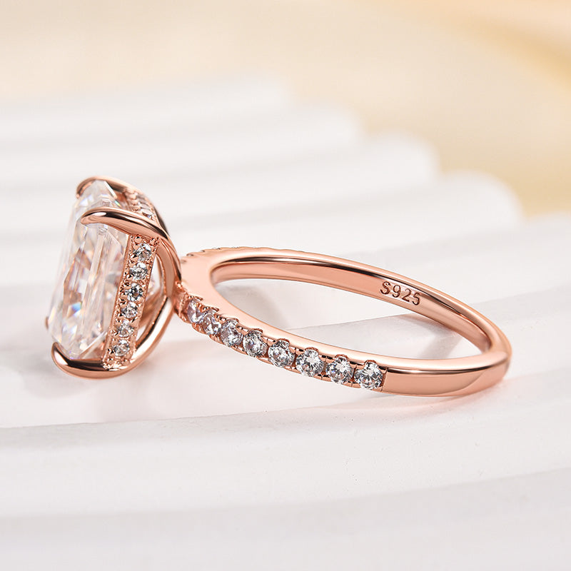 3.5ct Radiant Moissanite Ring – 925 Silver White/Yellow/Rose Gold