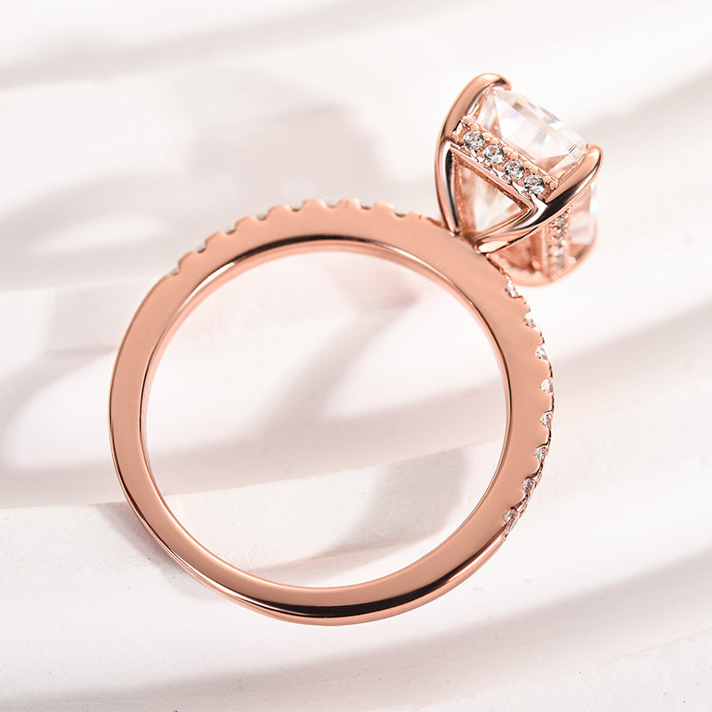 3.5ct Radiant Moissanite Ring – 925 Silver White/Yellow/Rose Gold