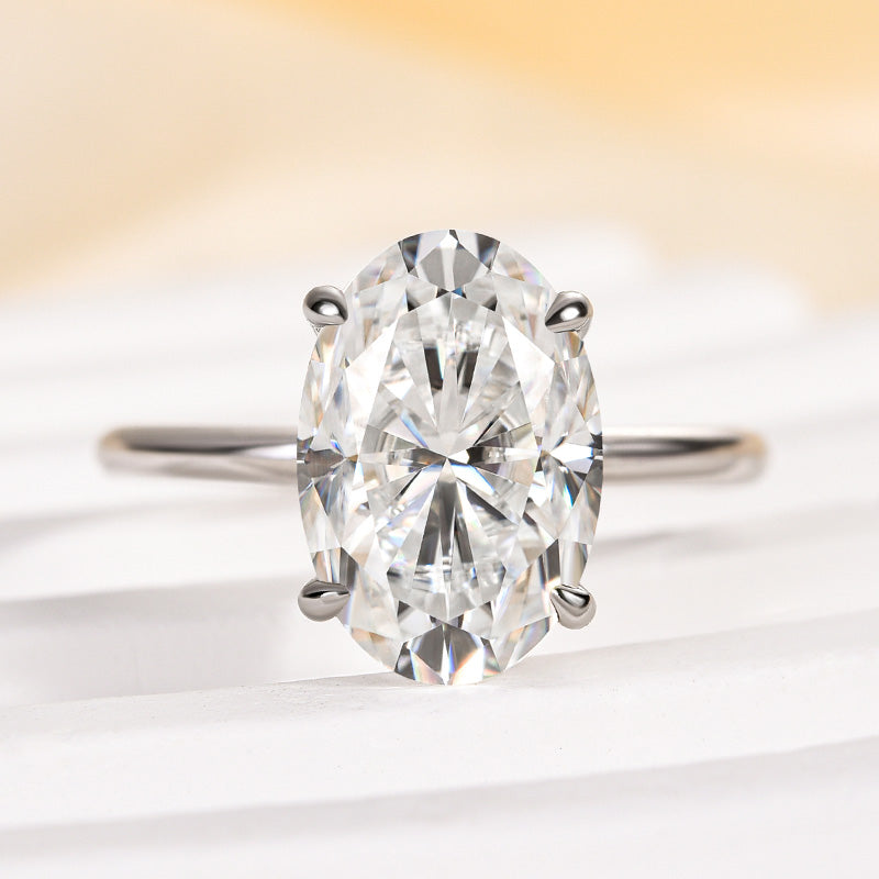 4 Carat Oval Moissanite Ring | 925 Sterling Silver White/Yellow/Rose Gold