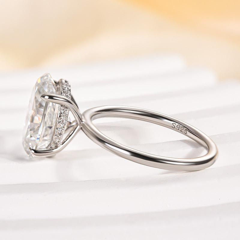 4 Carat Oval Moissanite Ring | 925 Sterling Silver White/Yellow/Rose Gold