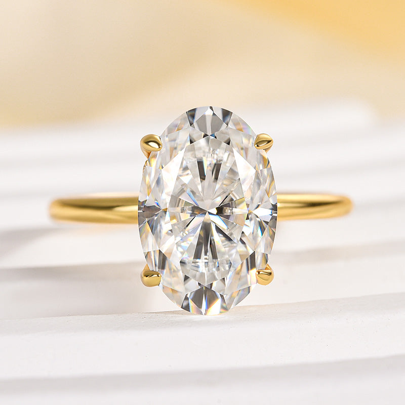 4 Carat Oval Moissanite Ring | 925 Sterling Silver White/Yellow/Rose Gold