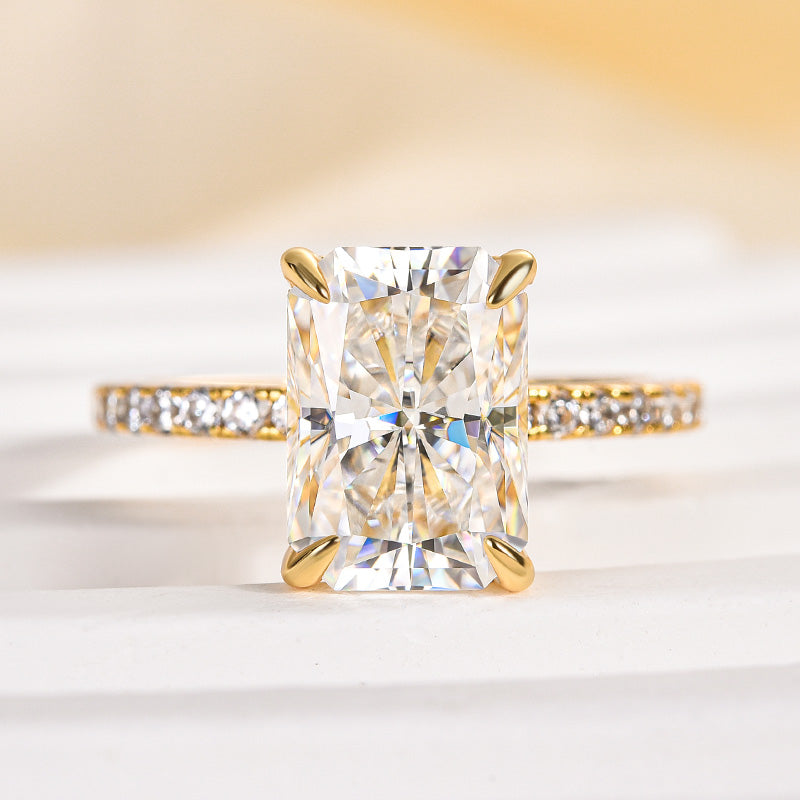 3.5ct Radiant Moissanite Ring – 925 Silver White/Yellow/Rose Gold