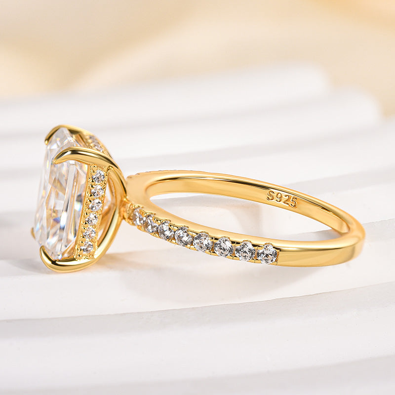 3.5ct Radiant Moissanite Ring – 925 Silver White/Yellow/Rose Gold