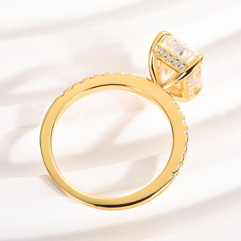 3.5ct Radiant Moissanite Ring – 925 Silver White/Yellow/Rose Gold