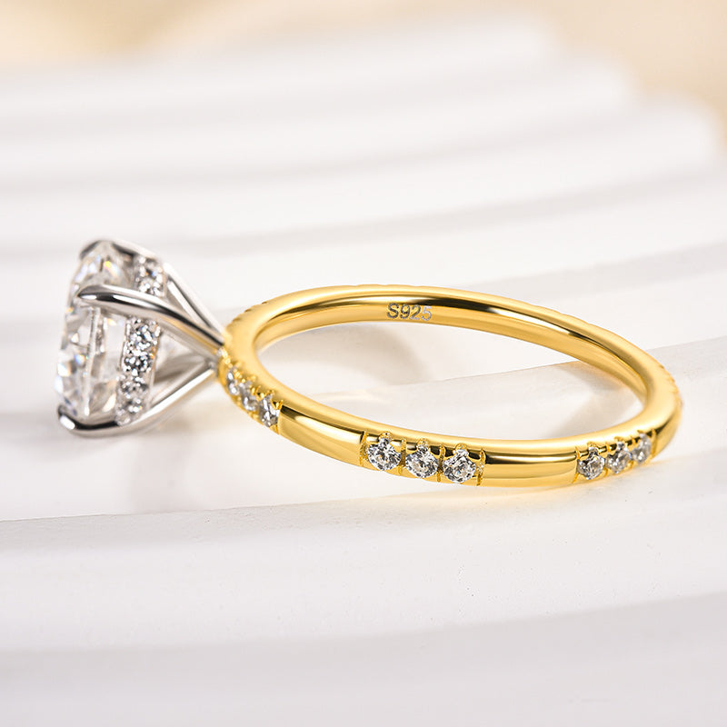 2Ct Two-Tone Moissanite Ring - 8mm Timeless Gold