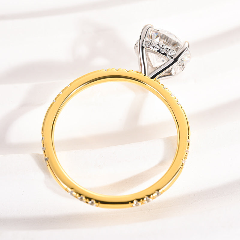 2Ct Two-Tone Moissanite Ring - 8mm Timeless Gold