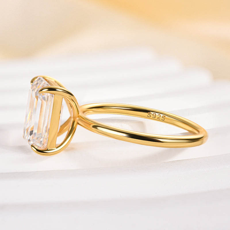 3.5CT Emerald Cut Moissanite Ring 925 Silver