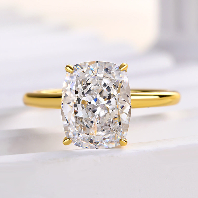 925 Sterling Silver 18K Gold Plated Rhodium Nickel Free Cushion Cut Ring
