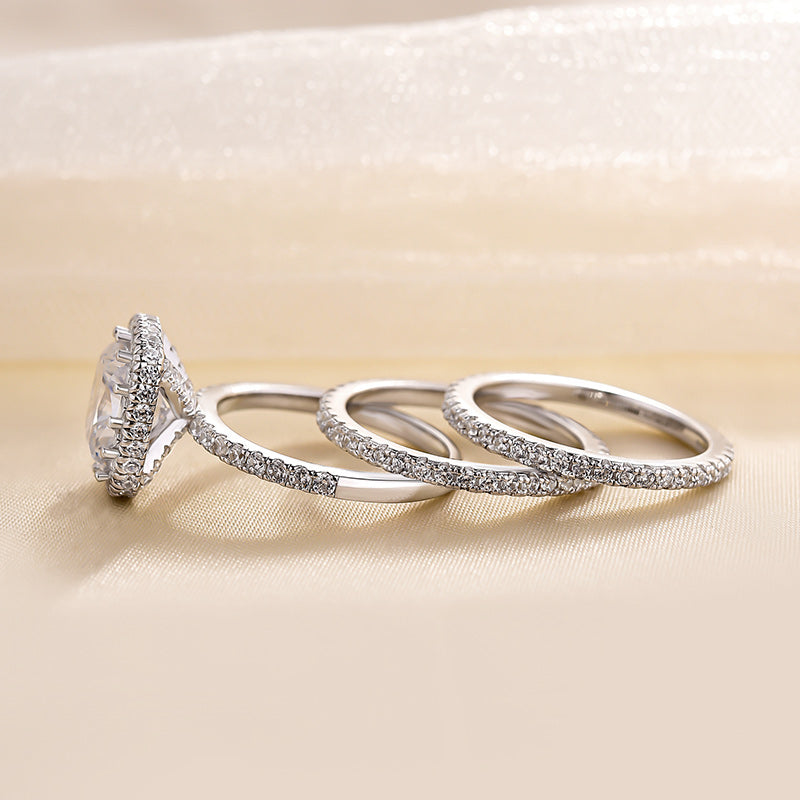 3.0ct Cushion Cut 3PC Wedding Set - White Gold