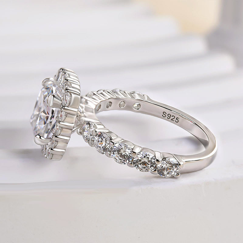2.5Ct Cushion Halo Engagement Ring - 925 Silver 18K Gold