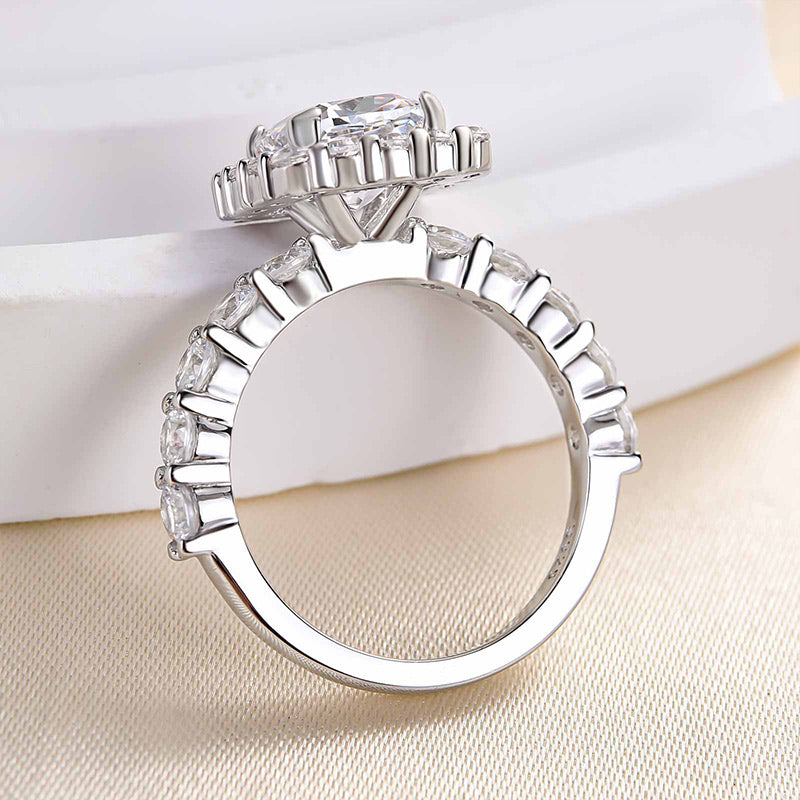 2.5Ct Cushion Halo Engagement Ring - 925 Silver 18K Gold