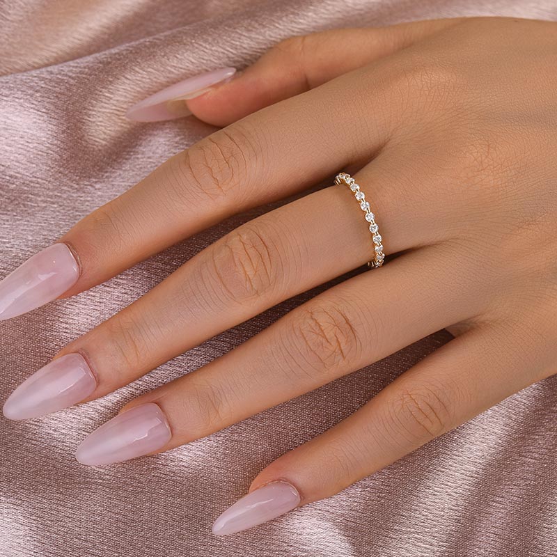 1.0Ct Moissanite Wedding Band - 925 Silver Gold Plated