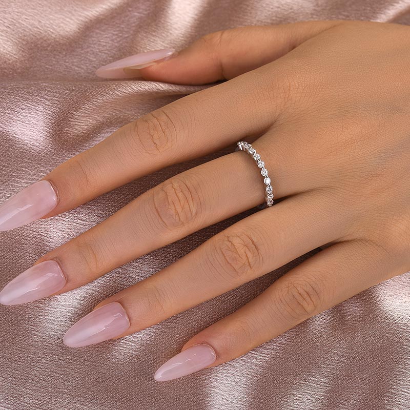 0.4Ct Moissanite Band Ring - White/Yellow Gold Plated 925 Silver