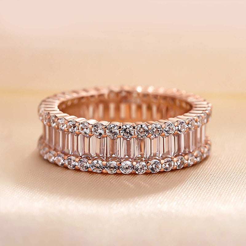 925 Sterling Silver Wedding Band with 6.0 Carat Sona Simulated Diamonds