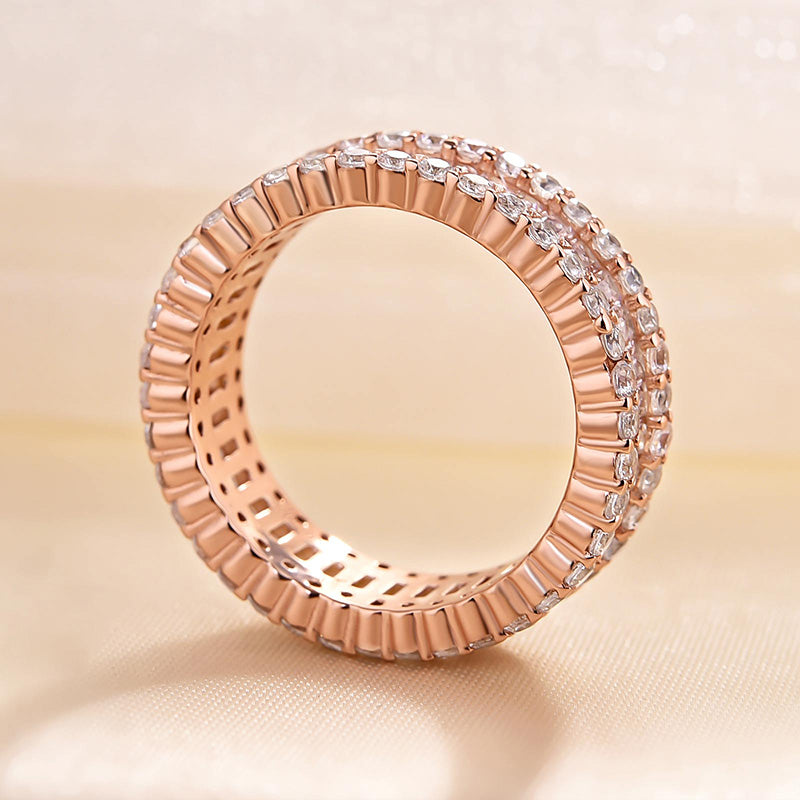 925 Sterling Silver Wedding Band with 6.0 Carat Sona Simulated Diamonds