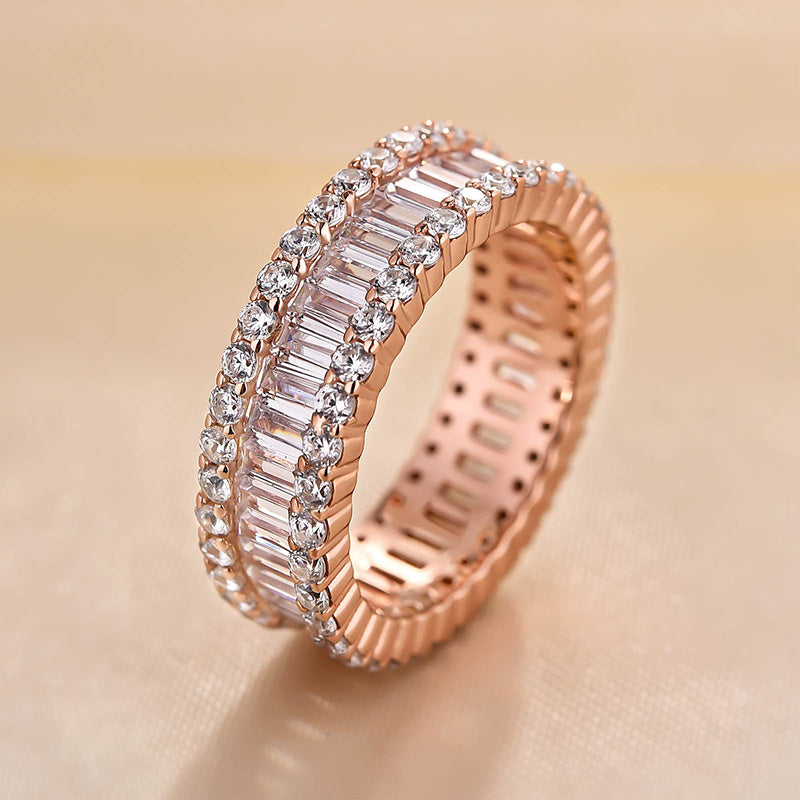 925 Sterling Silver Wedding Band with 6.0 Carat Sona Simulated Diamonds