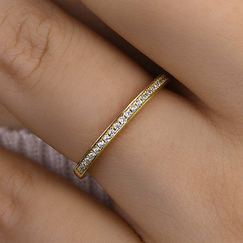 0.3ct Simulated Diamond Wedding Band in 925 Silver & Gold Plating