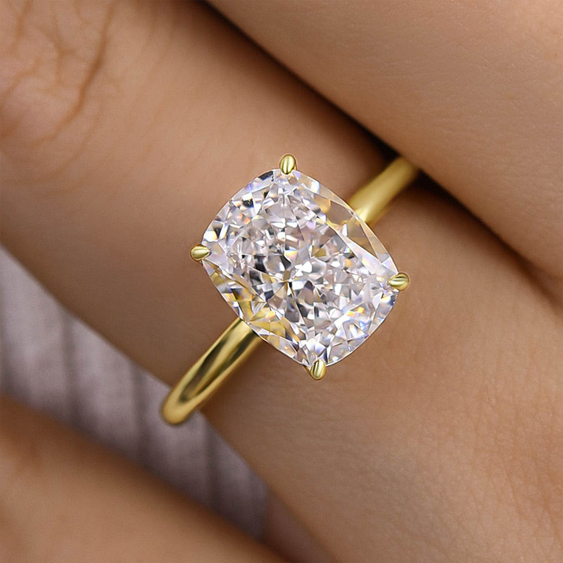 925 Sterling Silver 18K Gold Plated Rhodium Nickel Free Cushion Cut Ring