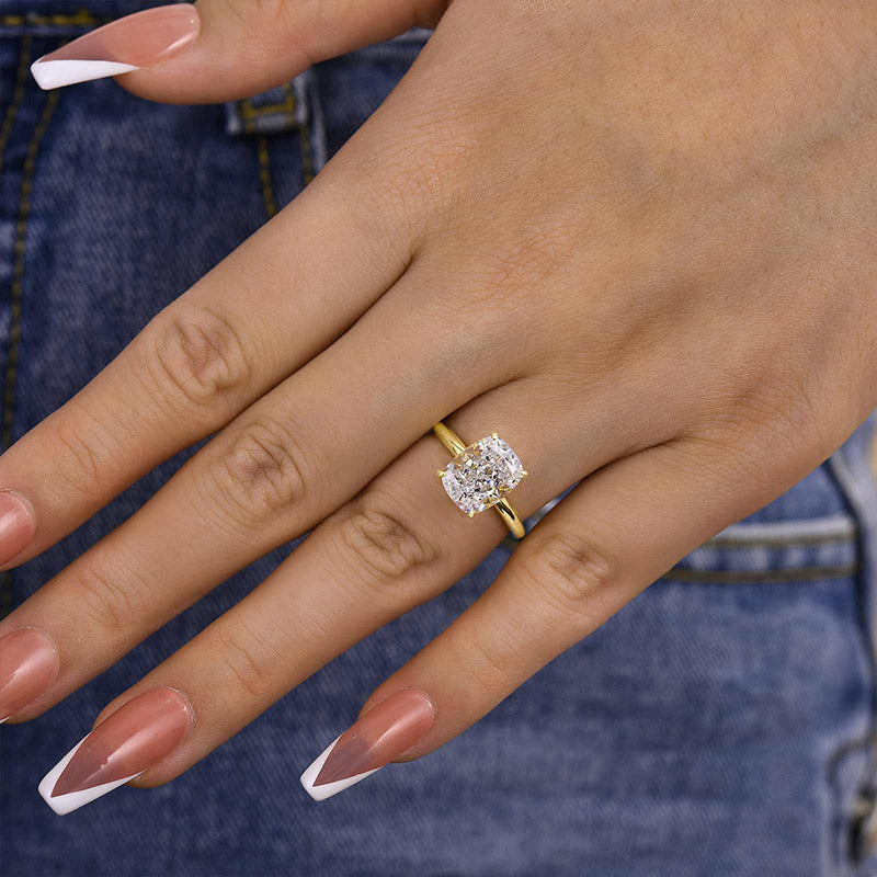 925 Sterling Silver 18K Gold Plated Rhodium Nickel Free Cushion Cut Ring