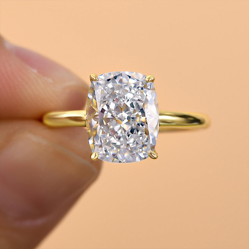 925 Sterling Silver 18K Gold Plated Rhodium Nickel Free Cushion Cut Ring